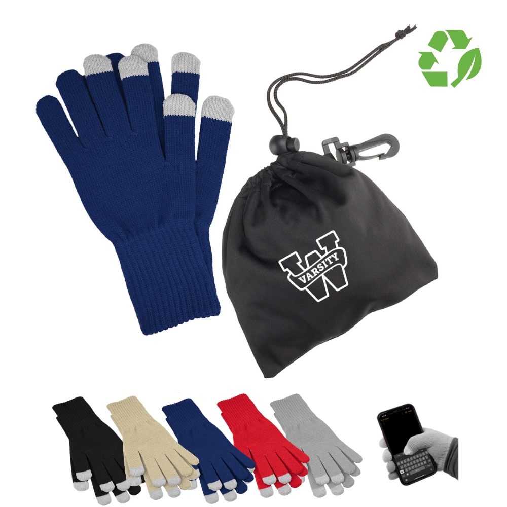 Recycled RPET Touch Screen Gloves with Pouch