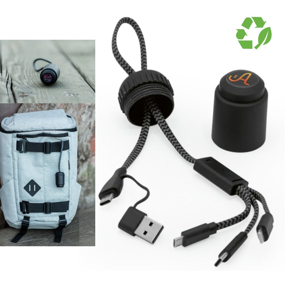 Recycled 5-in-1 Charging Cable Set in Travel Case