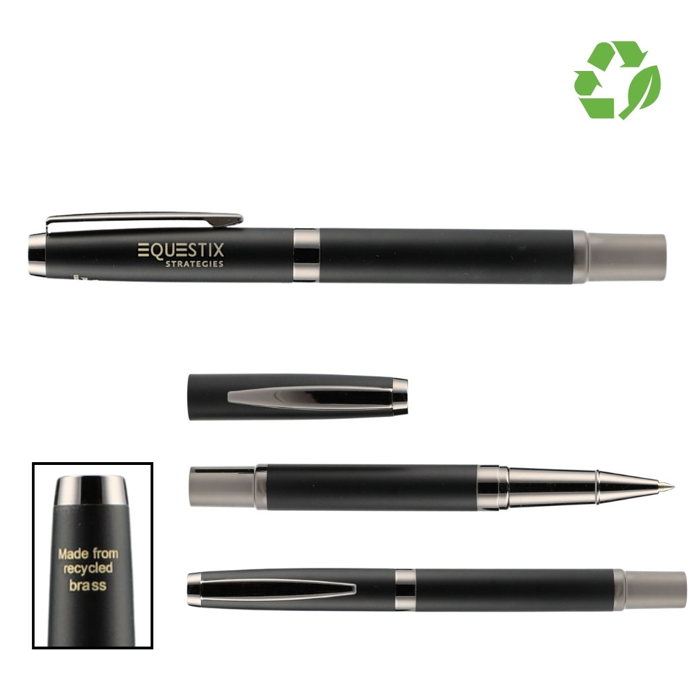 Recycled Brass Gunmetal Accent Gel Rollerball Pen