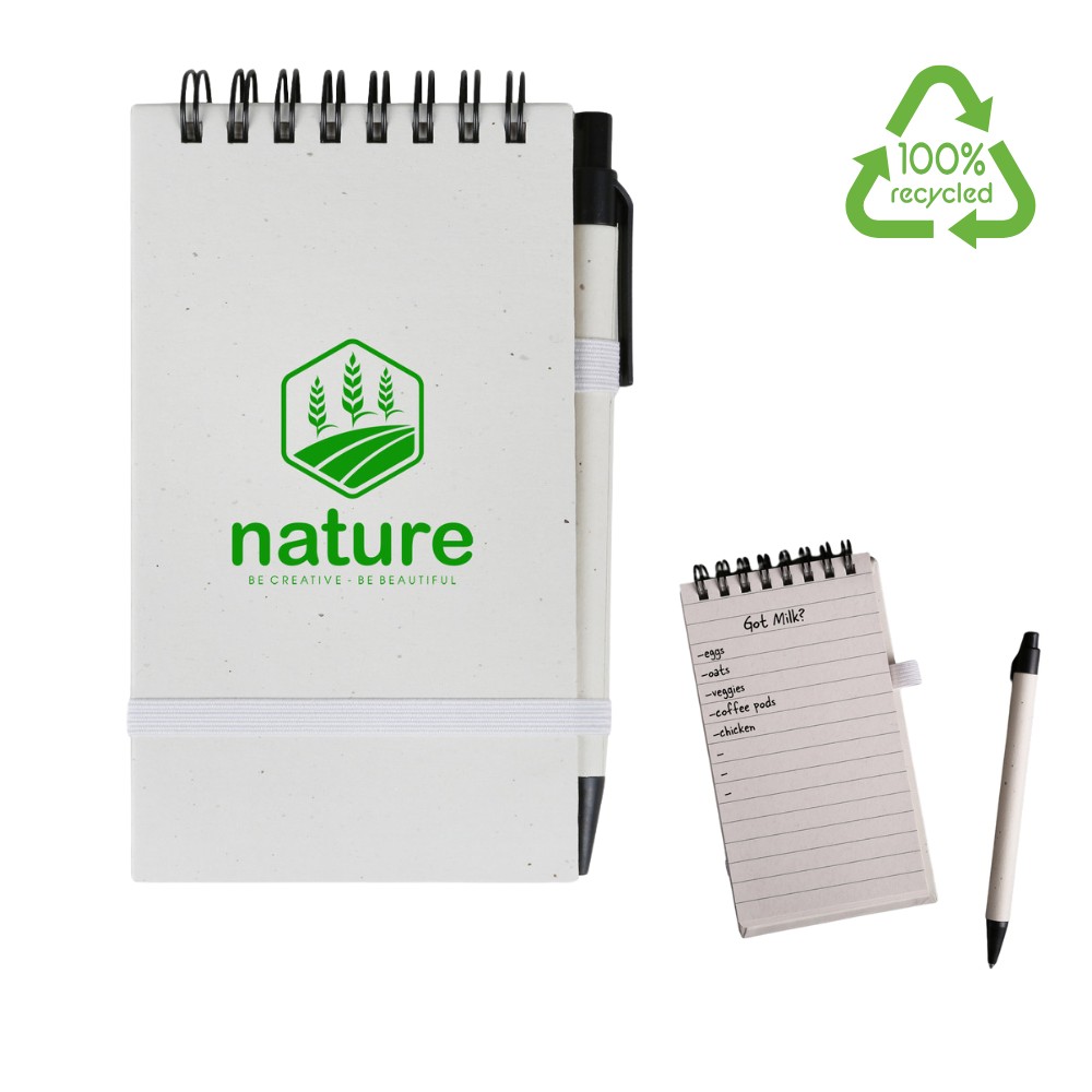 Recycled Milk Carton Jotter Pad and Pen | 3x5