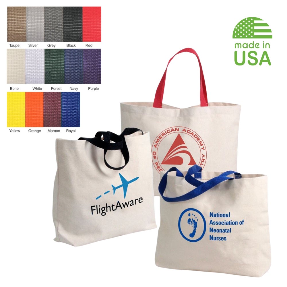 Cotton Canvas Tote | Reusable | USA Made | 18x13x4