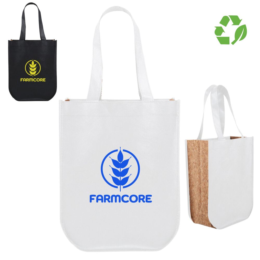 Recycled Plastic and Cork Fashion Tote Gift Bag | 9x12x5