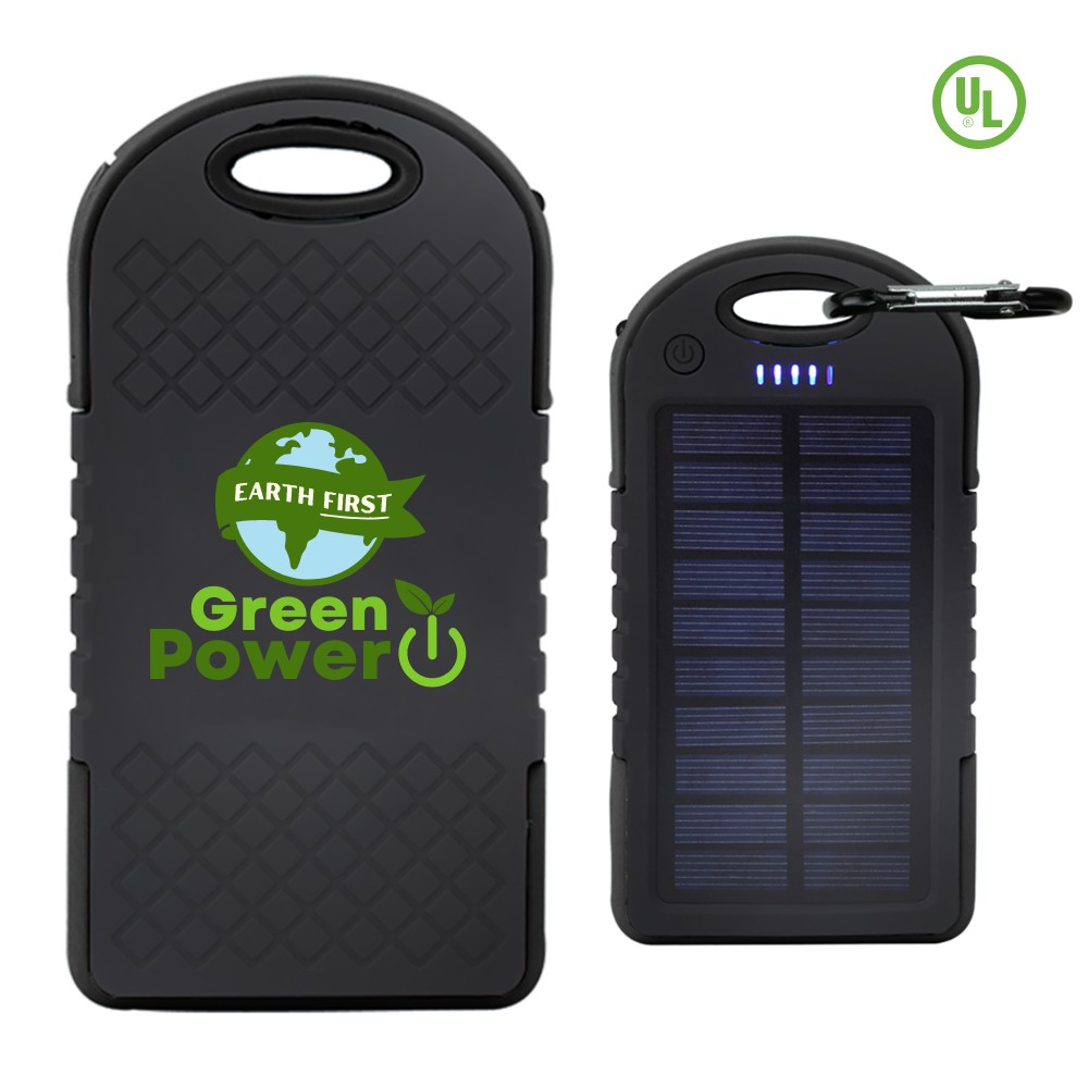 Solar Power Bank with Carabiner | 4000 mAh | Earth Day Theme