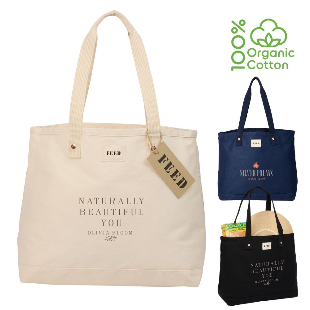 Organic Cotton FEED Weekender Tote Bag | 14x15x7