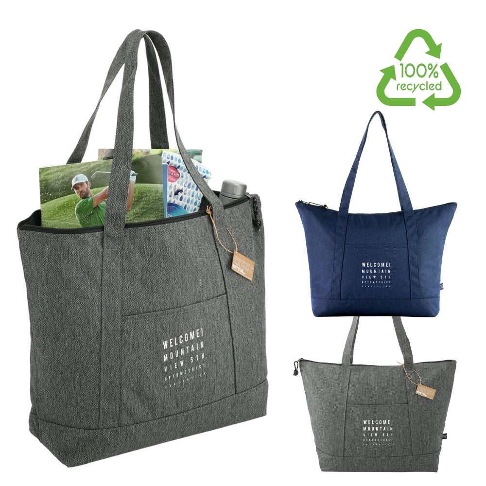 100% Recycled Zippered Carry On Tote Bag | 20x14x6