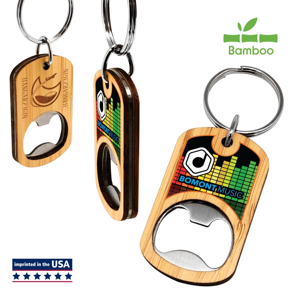 Custom Bamboo Bottle Opener Key Tag Key Ring