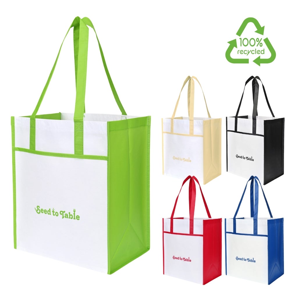 100% Recycled Laminated Two-Tone Tote | 13x15x8