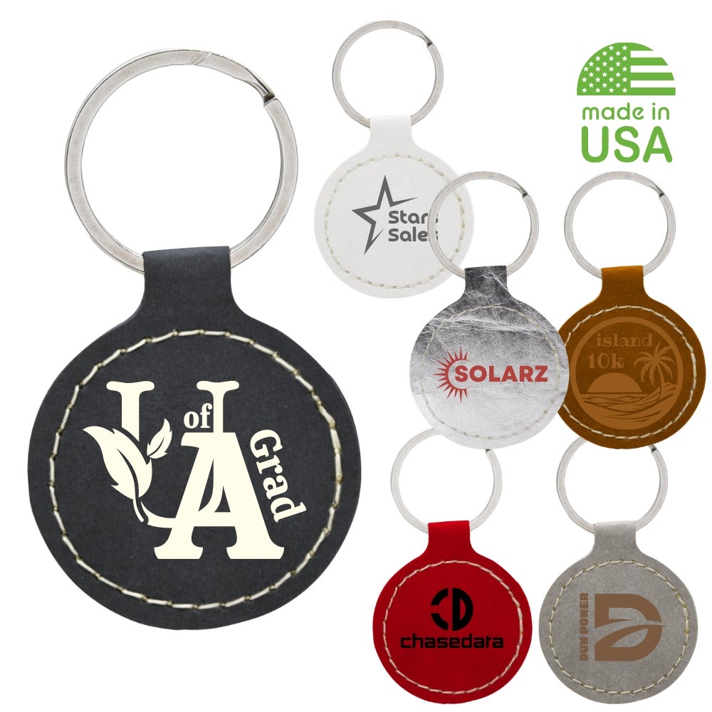Sustainable Recycled Jean Tag Round Key Holder | USA Made