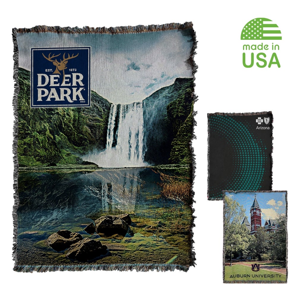 USA Made Custom Cotton Woven Tapestry Blanket 54x72