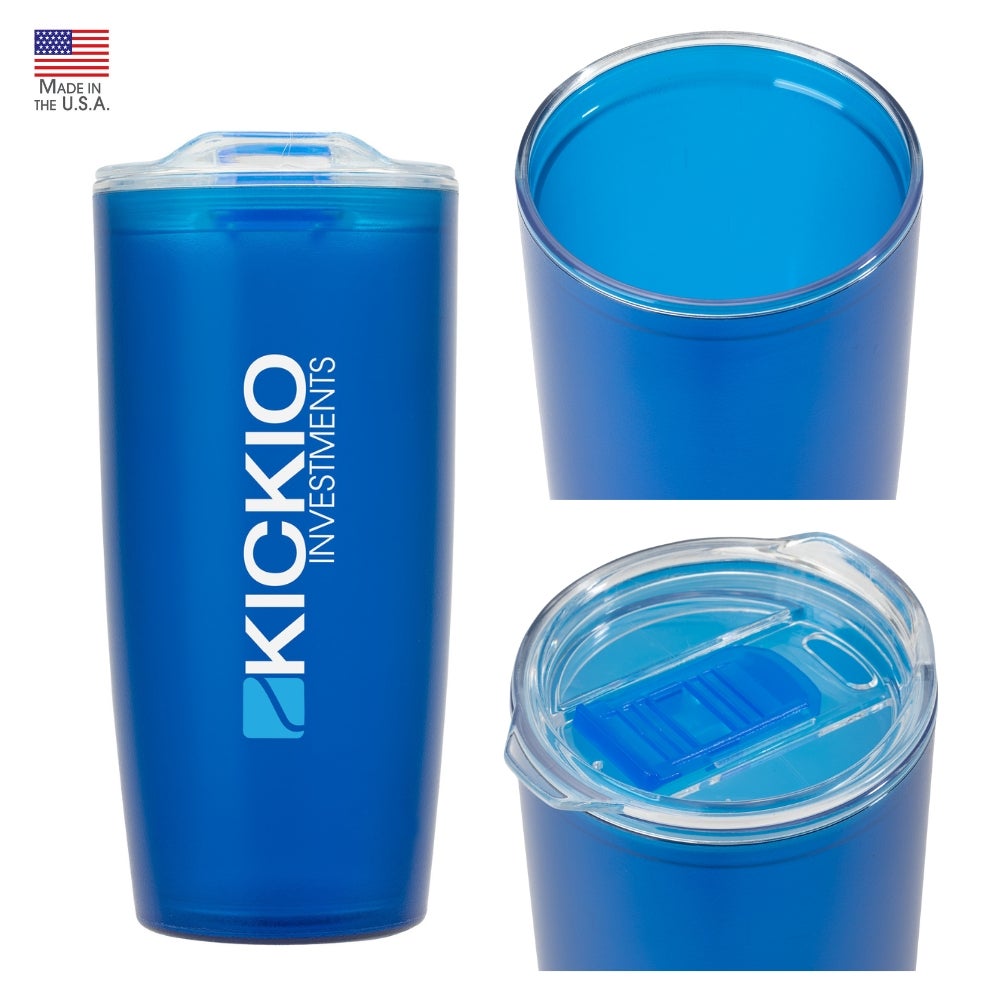 USA Made 22oz Insulated Custom Tumbler - Translucent Blue