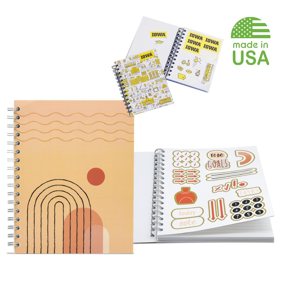USA Made Full Color Custom Sticker Spiral Journal 7x9