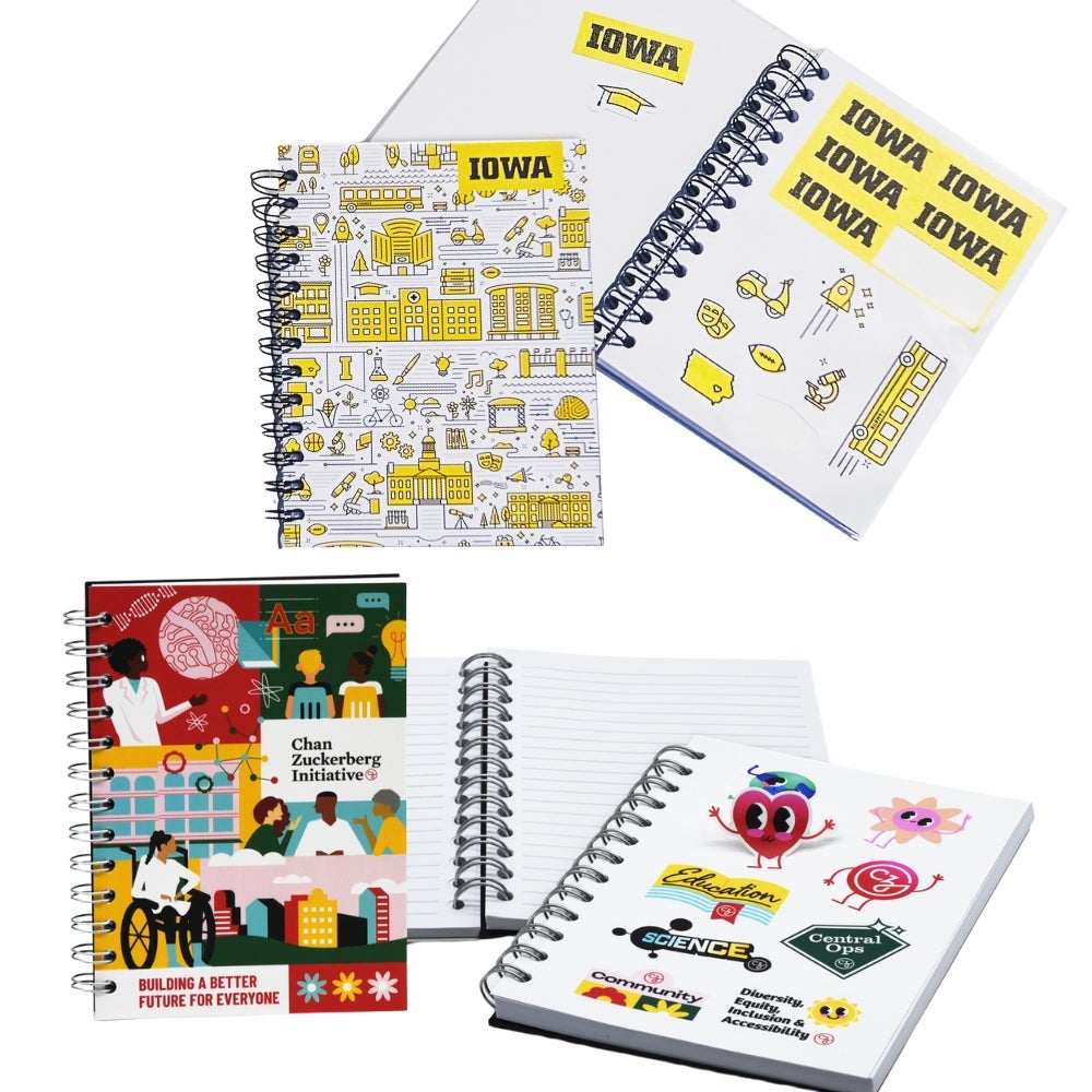 USA Made Full Color Custom Sticker Spiral Journal - 5x7