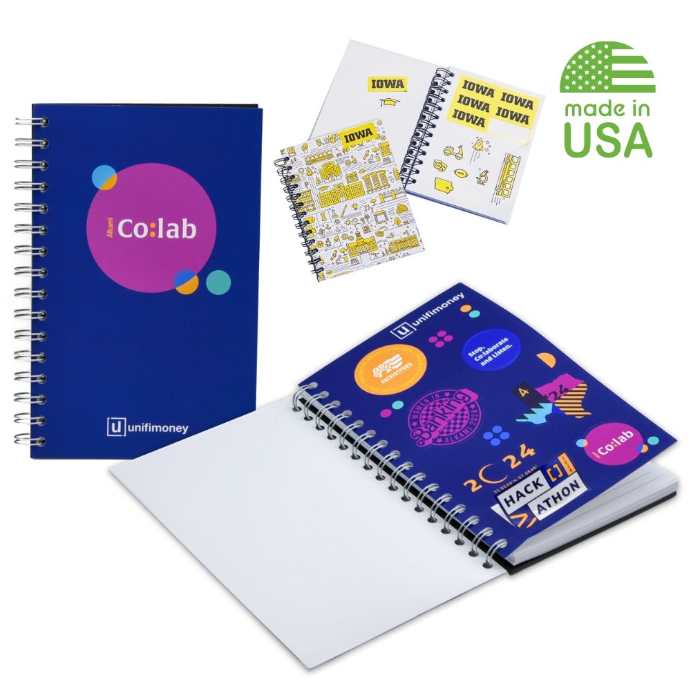 USA Made Full Color Custom Sticker Spiral Journal - 5x7