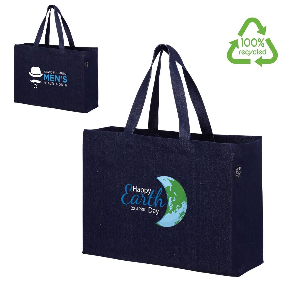 100% Recycled Denim Tote Bag | 16x6x12