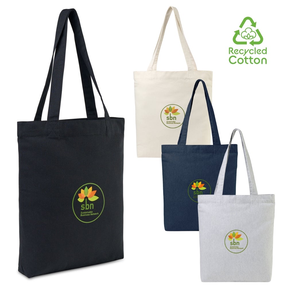 Custom AWARE™ Recycled Cotton Gusset Bottom Tote Bag | 15x16x1