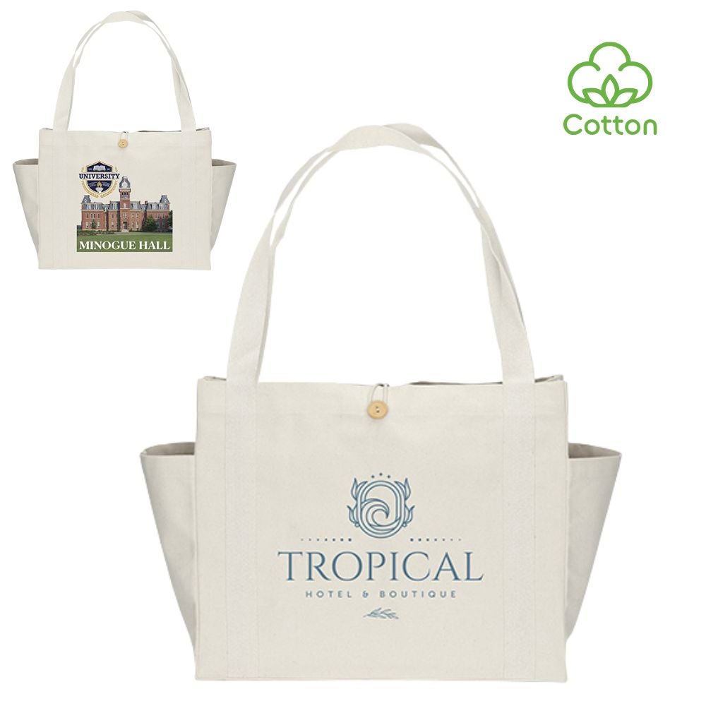 Cotton Canvas Tote Bag with Side Pockets | 18x8x15