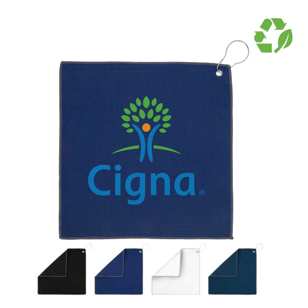 Recycled rPET Microfiber Golf Towel with Hook | 12x12