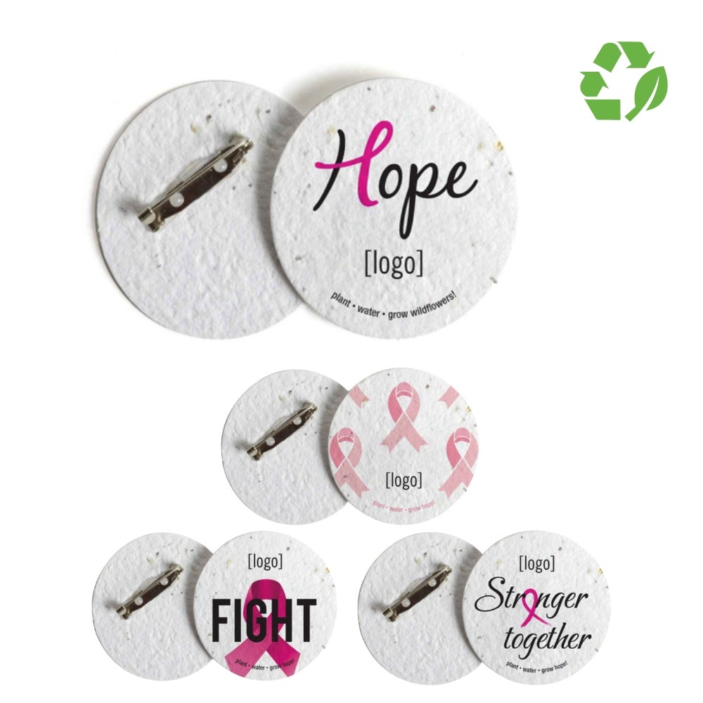 Breast Cancer Awareness Seeded Paper Button Pin