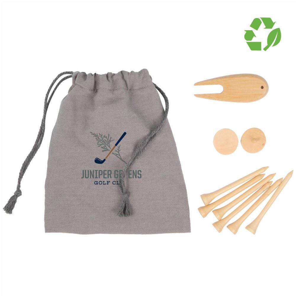 Bamboo Golf Tee Set in rPET pouch
