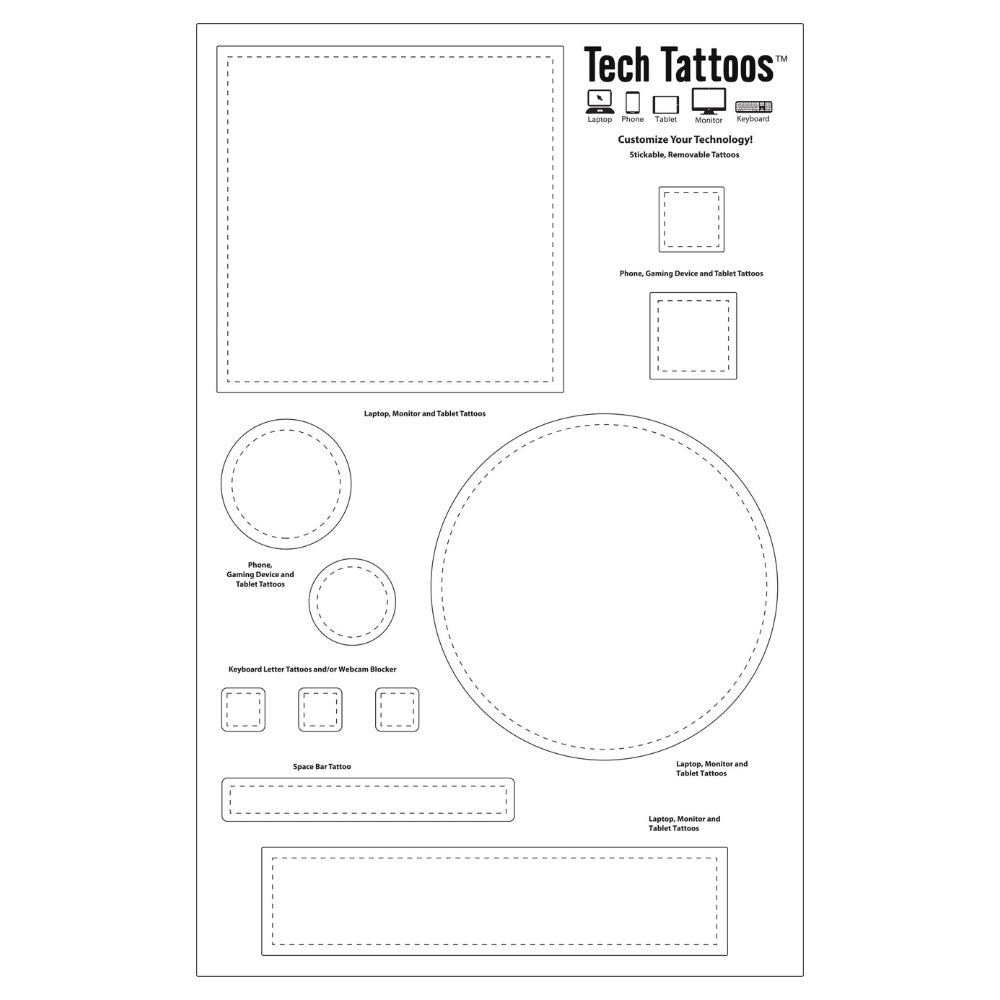 Custom Tech Tattoos Sticker Decal Sheet