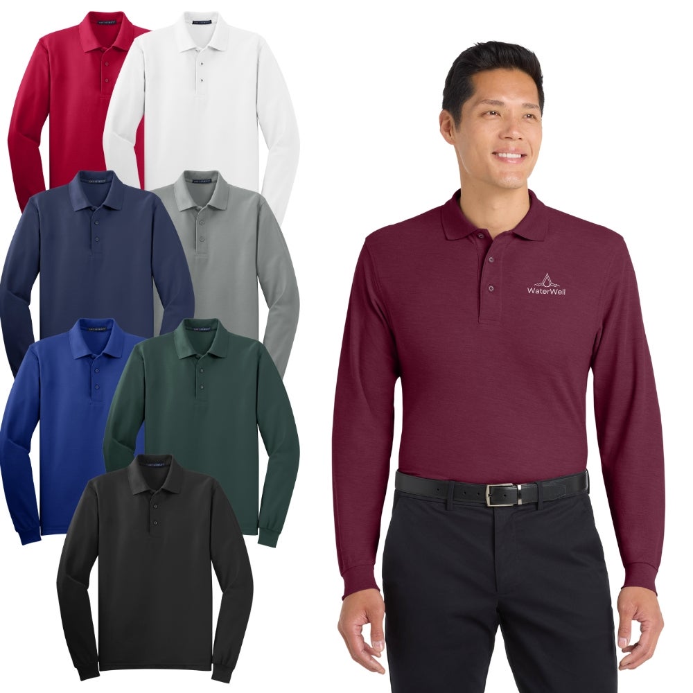 Custom Wrinkle Resistant Long Sleeve Polo Shirt