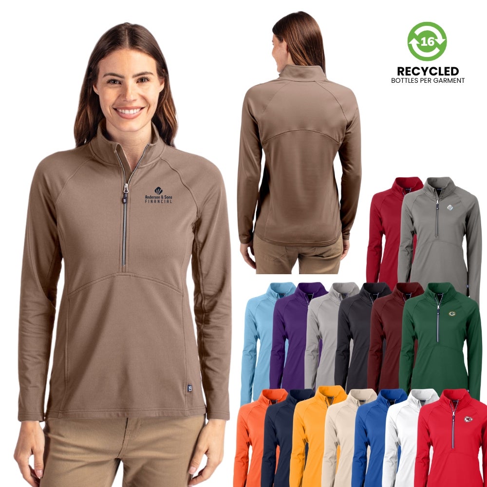 Cutter-Buck Women's Eco Recycled Quarter Zip Knit Stretch Pullover
