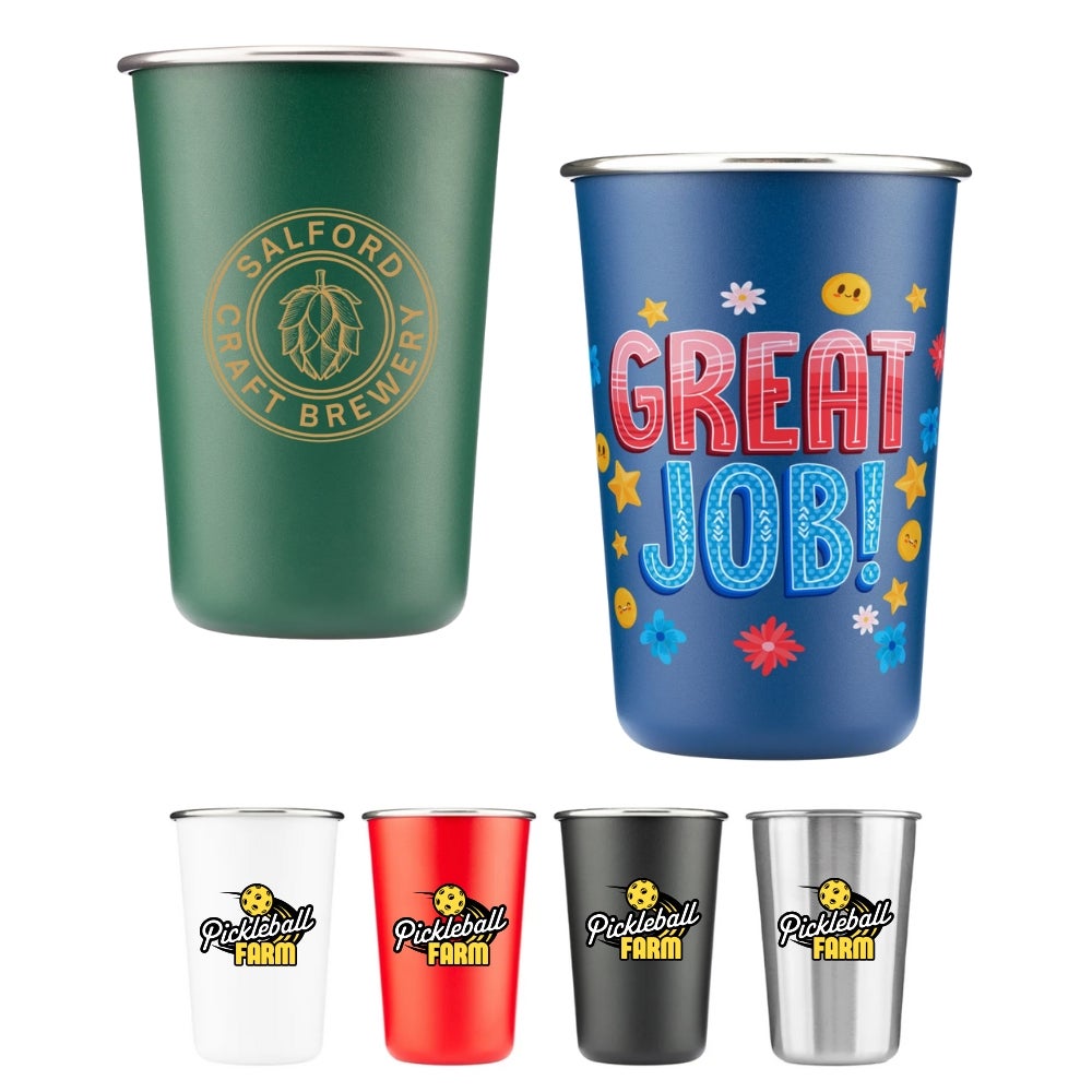 16 oz single wall stainless steel pint cup tumbler
