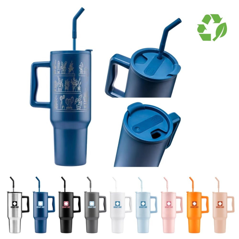 Recycled Custom Stainless Steel Tumbler With Straw | 40 oz