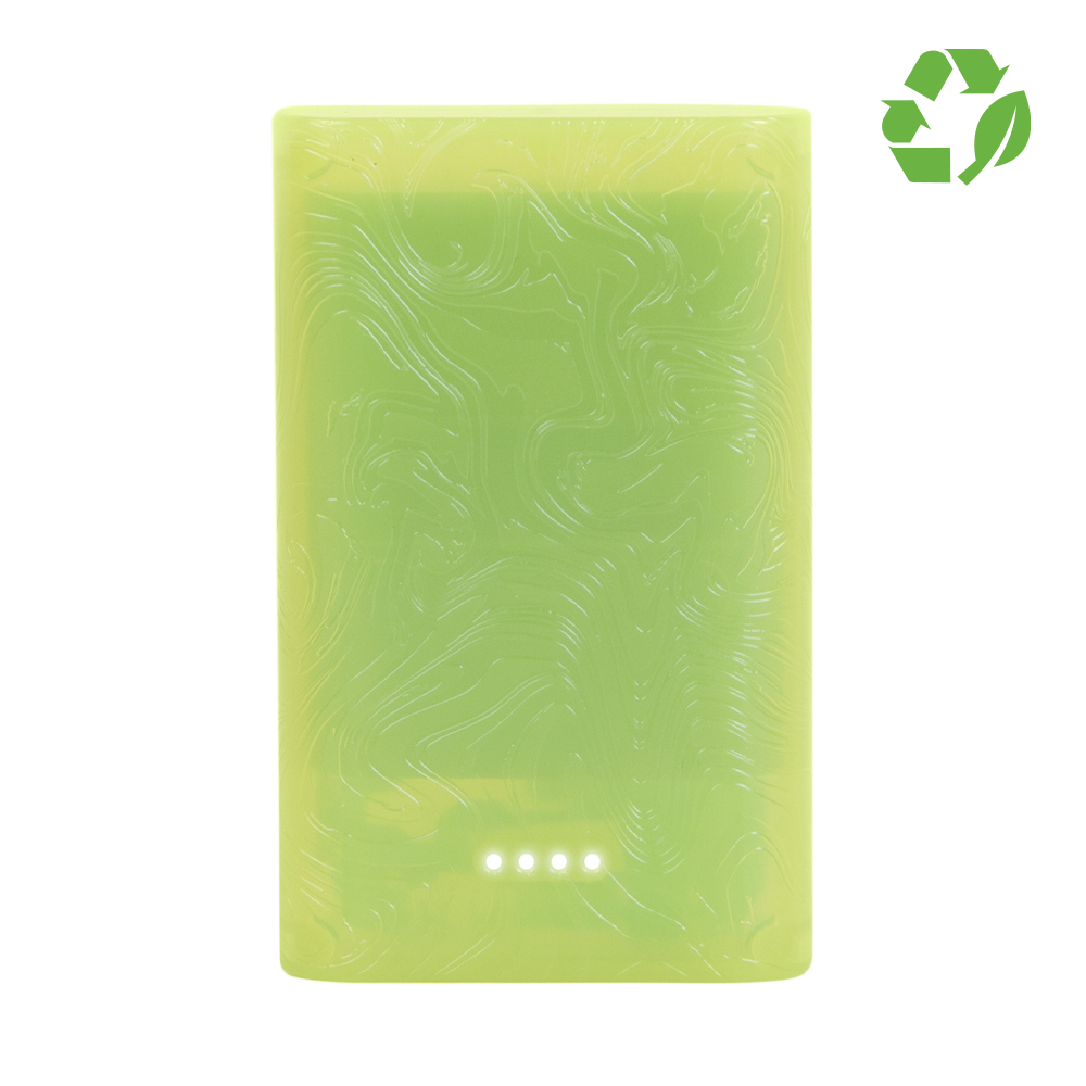 Recycled RPETL Gomi Power Bank 10,000 mAh in translucent lime