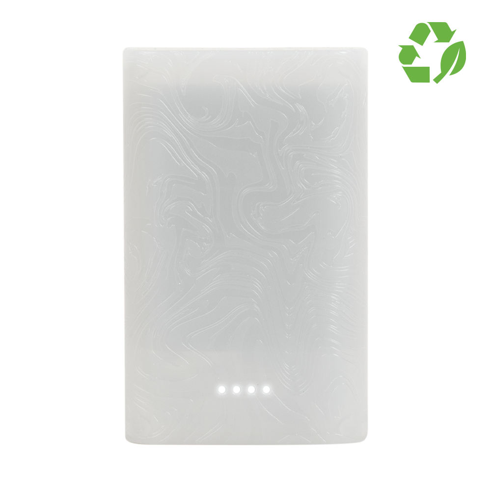 Recycled RPETL Gomi Power Bank 10,000 mAh in translucent white