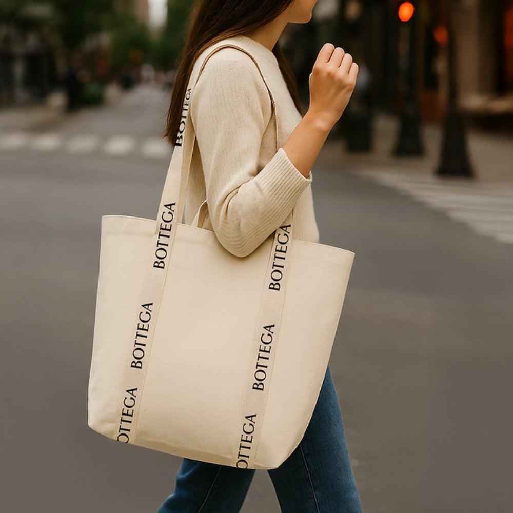 USA Made Custom Double Strap Wrap Around Cotton Canvas Tote