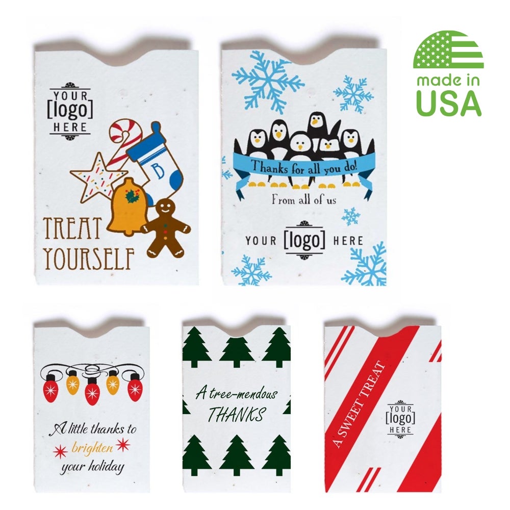 USA Made Seed Paper Custom Holiday Gift Card Sleeve | Recycled