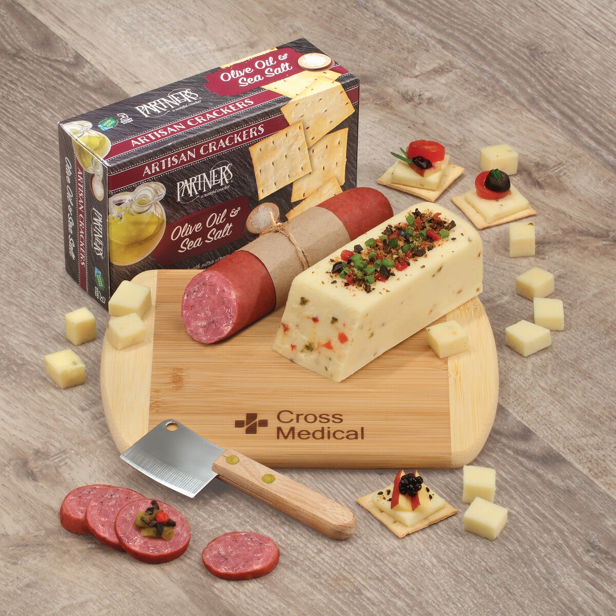 Cheese and Sausage Bamboo Board Gift Set 