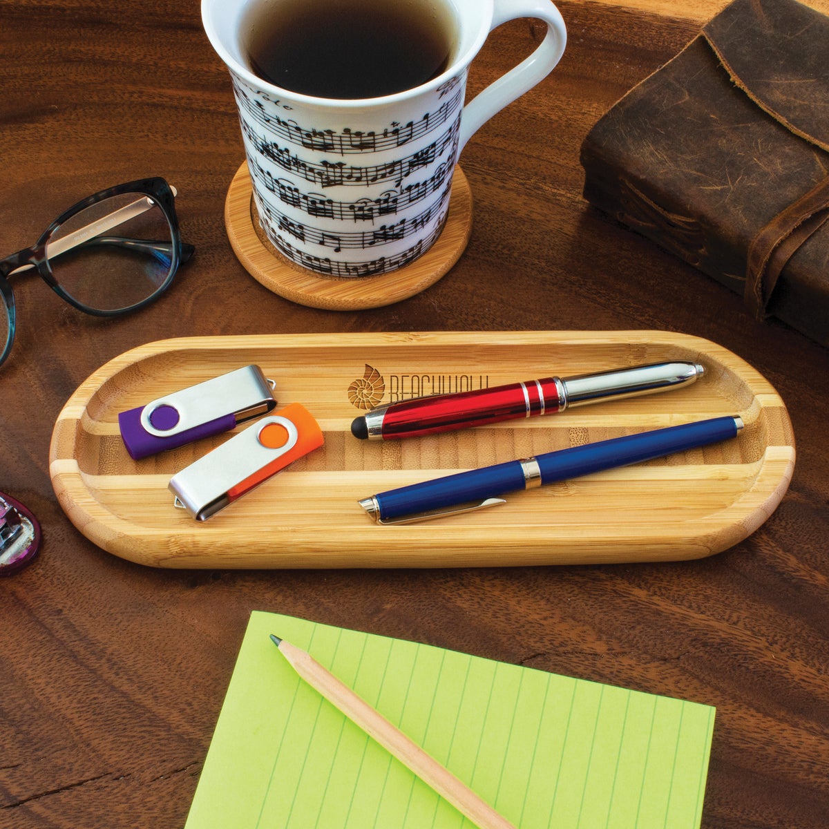 Bamboo Catch Tray Kitchen Spoon Rest Office Supplies