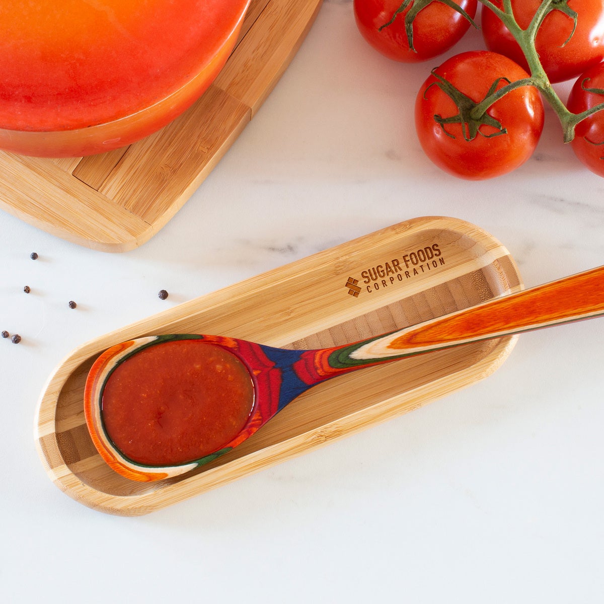 Bamboo Catch Tray Kitchen Spoon Rest