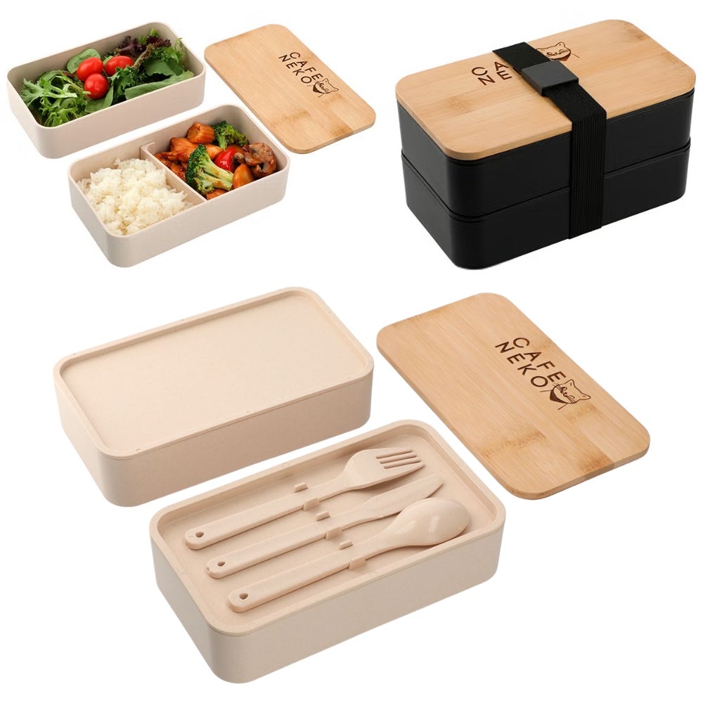 Stackable Bamboo Fiber Lunch Set with Cutting Board Lid
