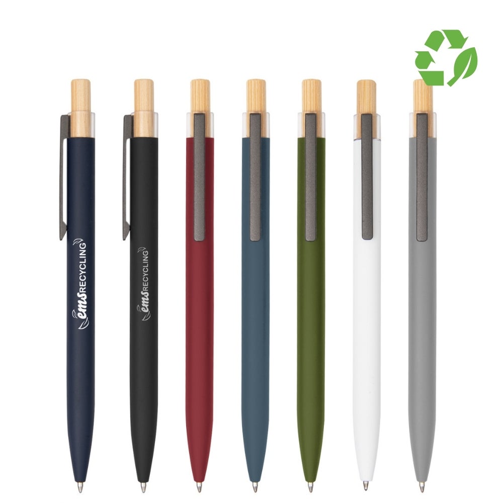 Custom Recycled Aluminum Pen with Bamboo Clicker