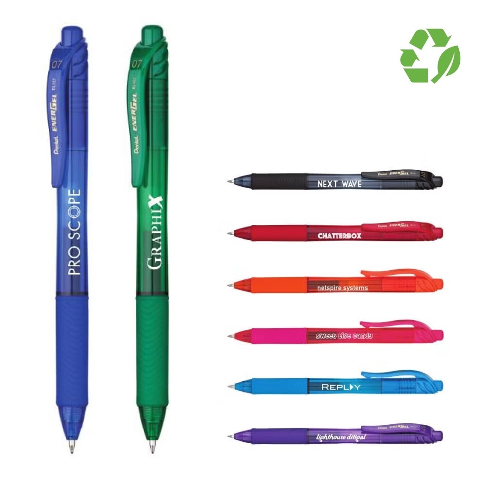 Custom Pentel Retractable Liquid Gel Ink Pen | Recycled