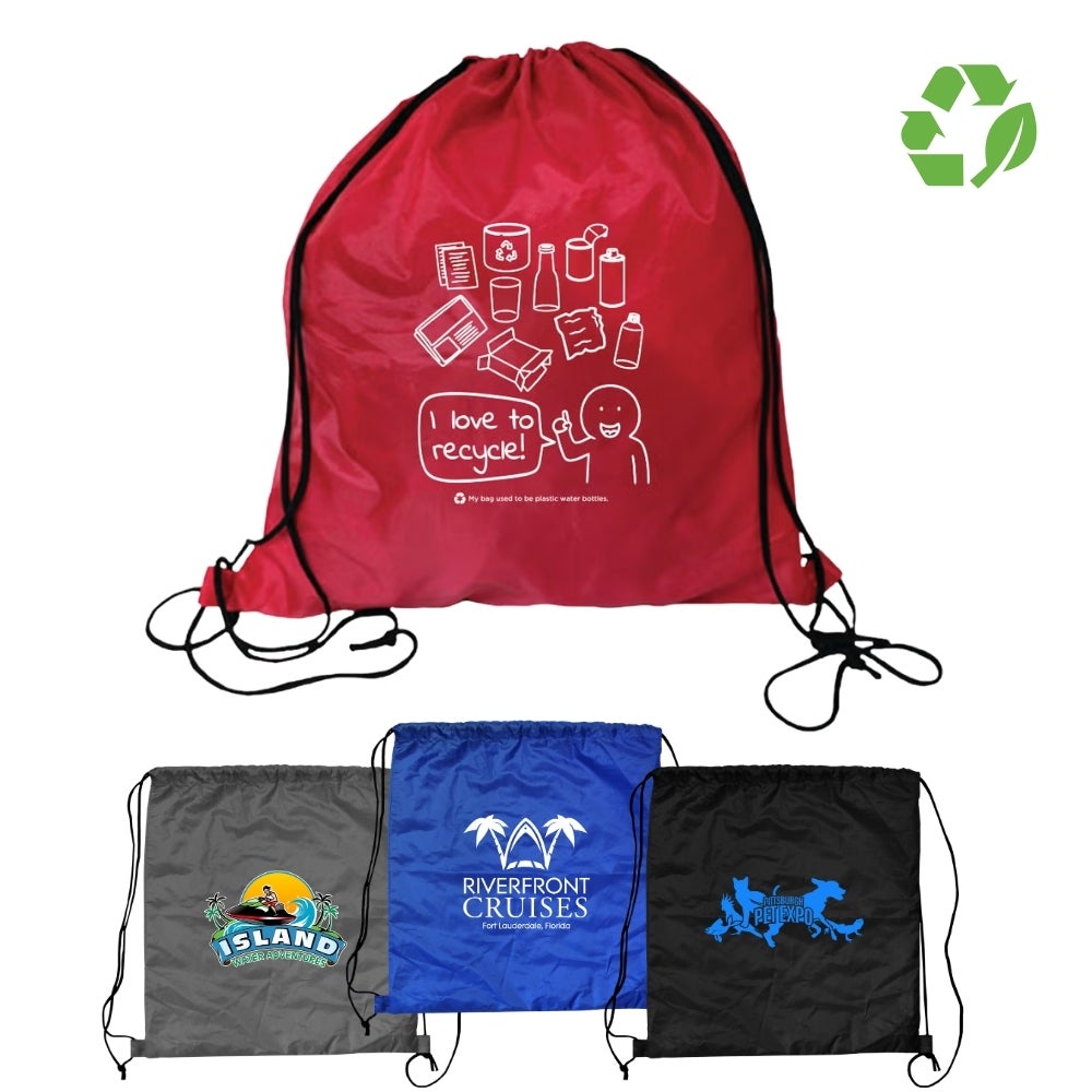 Recycled RPET Water Bottle Drawstring Backpack | 15x19