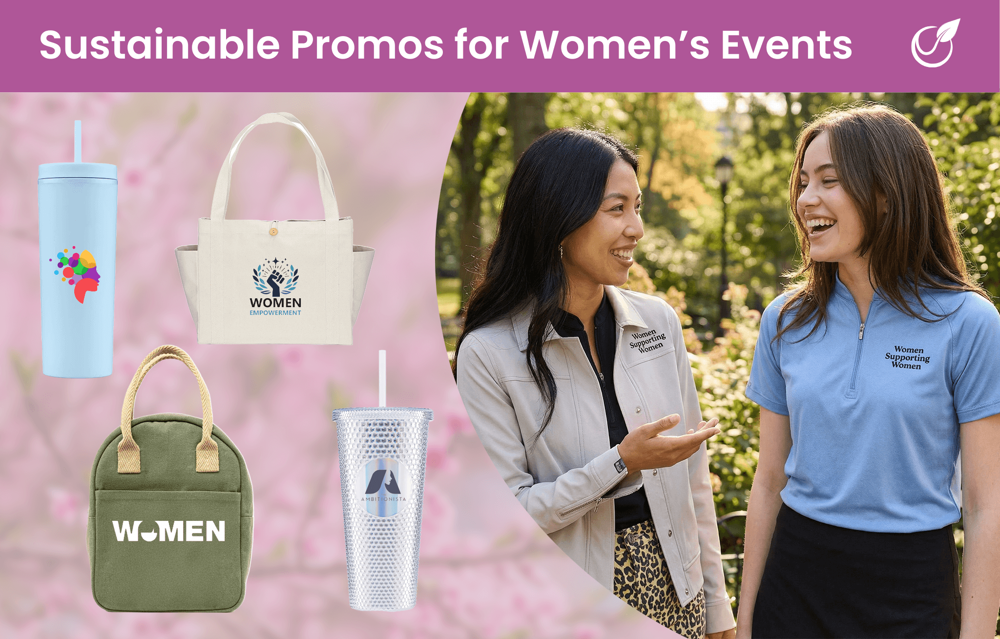 Products for female focused events - apparel, tumblers, tote, lunch bag
