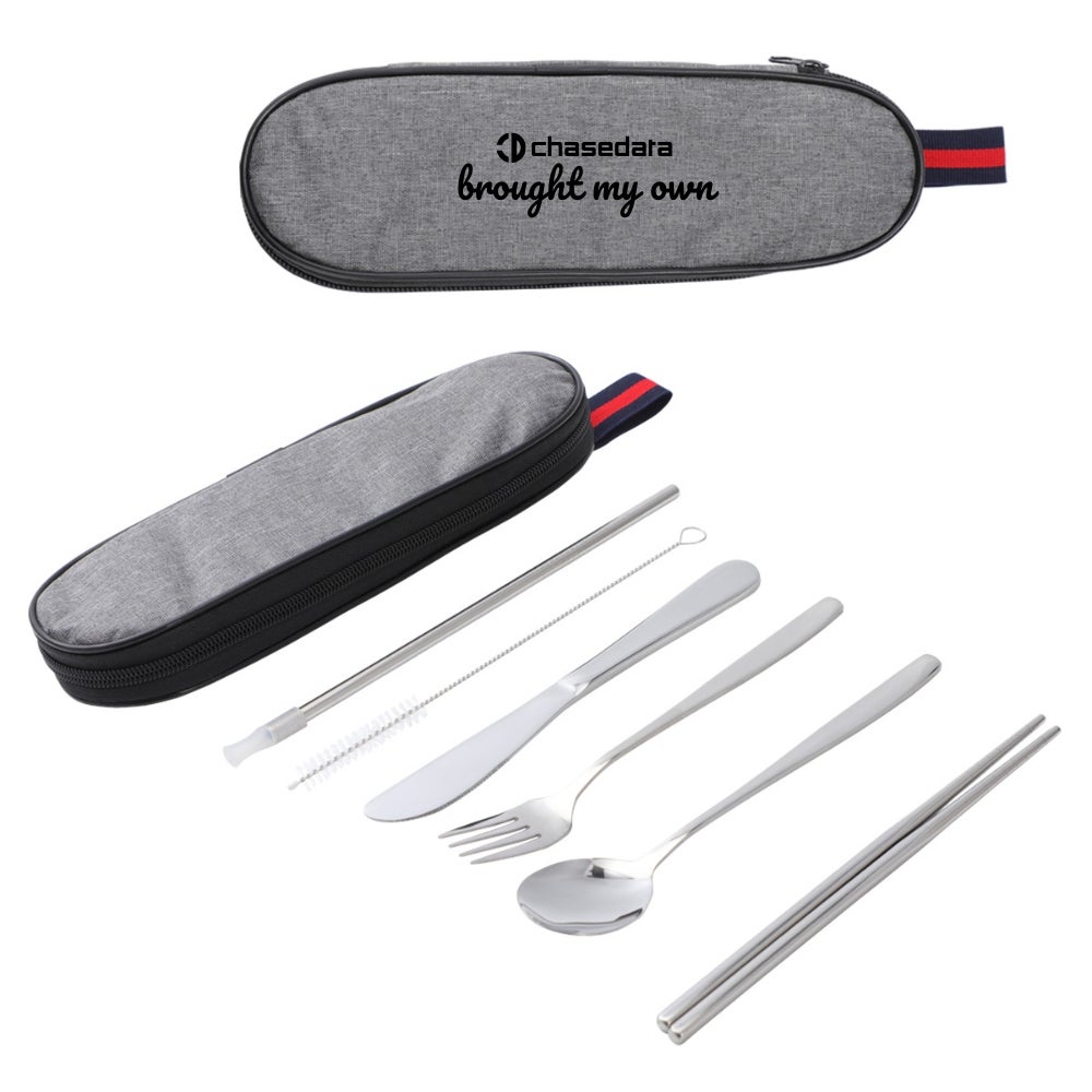 Custom Stainless Steel Cutlery Set in Zippered Case
