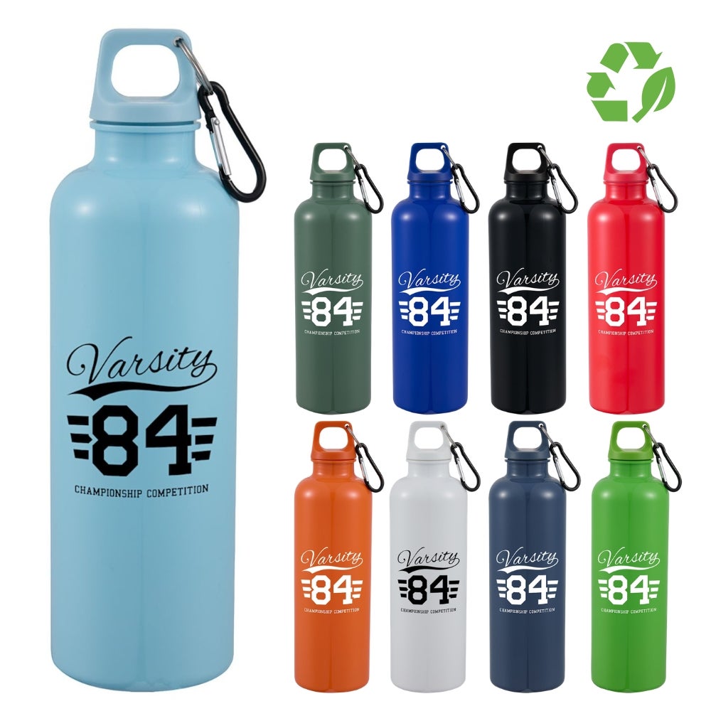 Recycled Water Bottle with Carabiner Clip