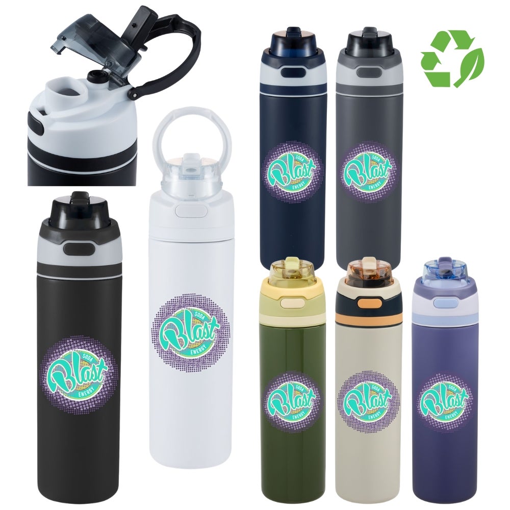 Recycled Stainless Flip Straw Bottle | 28 oz