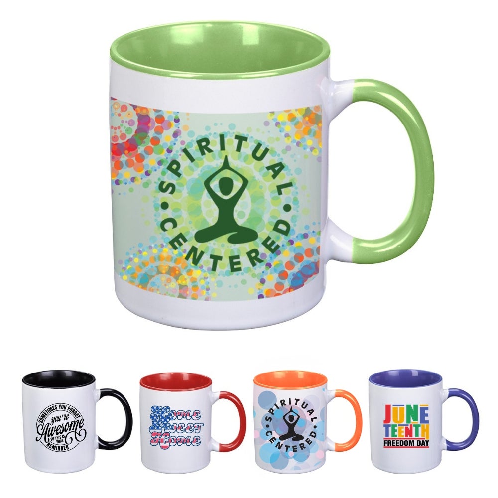 White Ceramic Mug with Color Accent | Full Color | 11 oz
