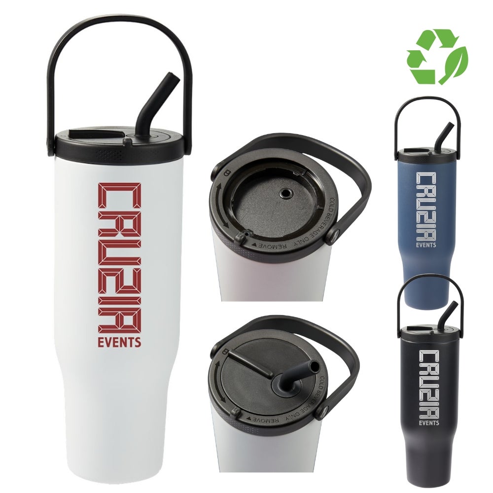 30 oz Recycled Leakproof Straw Tumbler in black, navy, white