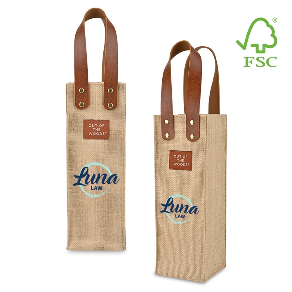 Custom Out of The Woods® Jute Wine Tote