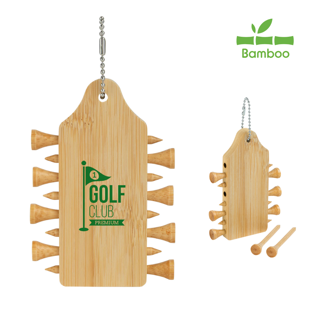Golf Bamboo Tee Holder and Bag Tag