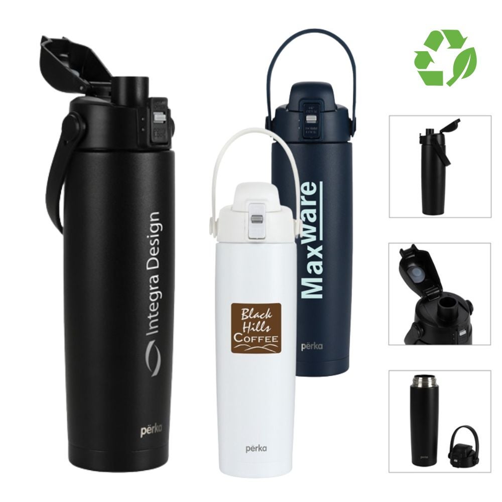 Perka® Recycled Stainless Steel Bottle with Chug Lid | 20 oz