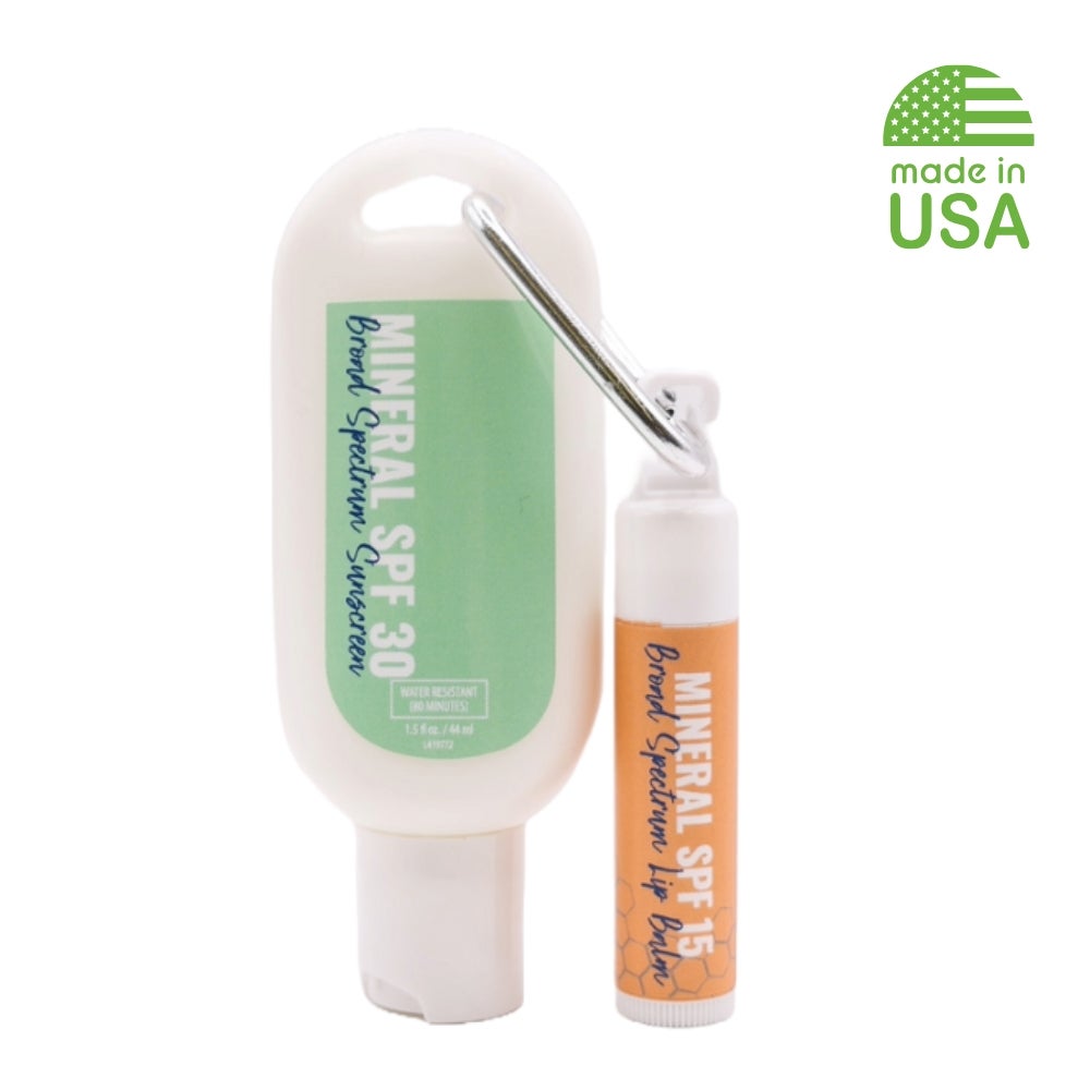 USA Made Reef Safe Mineral Sunscreen and Lip Balm Set