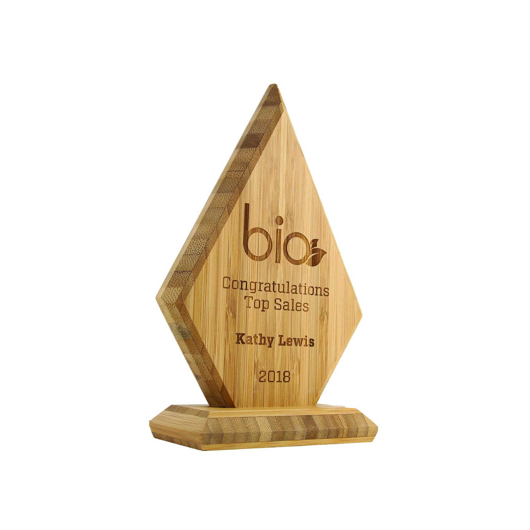 Bamboo Diamond Shaped Award | USA Made | 8"